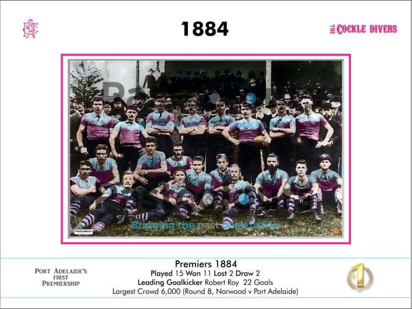 1884 Port Adelaide Football Club Premiership Mounted Photo in colour