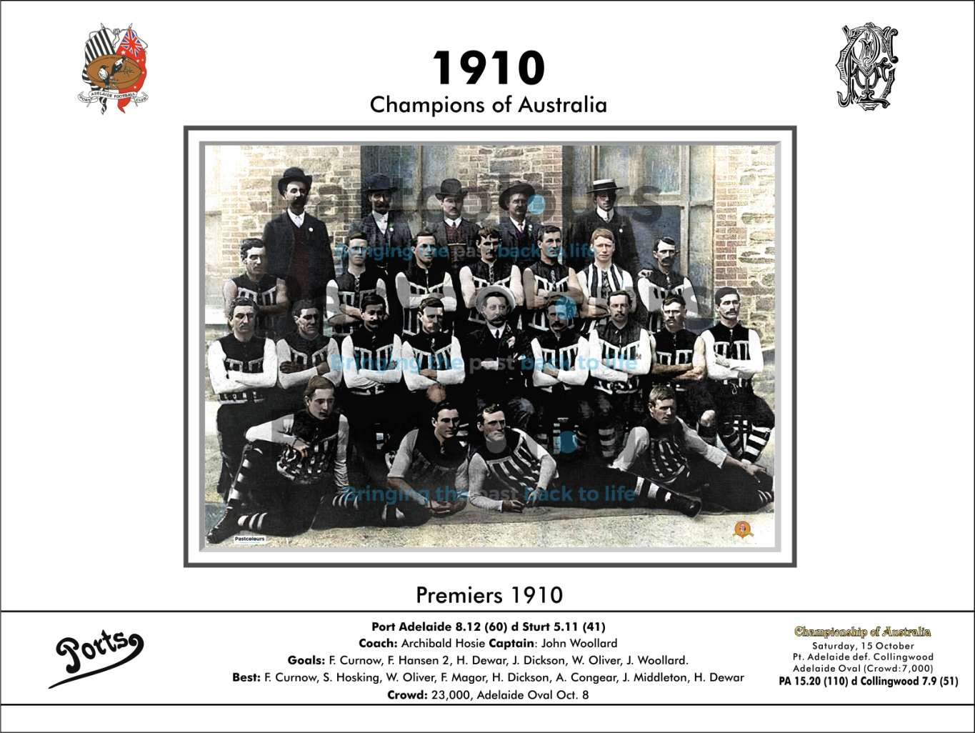 1914 PAFC Premiers photo in colour mounted under printed matboard