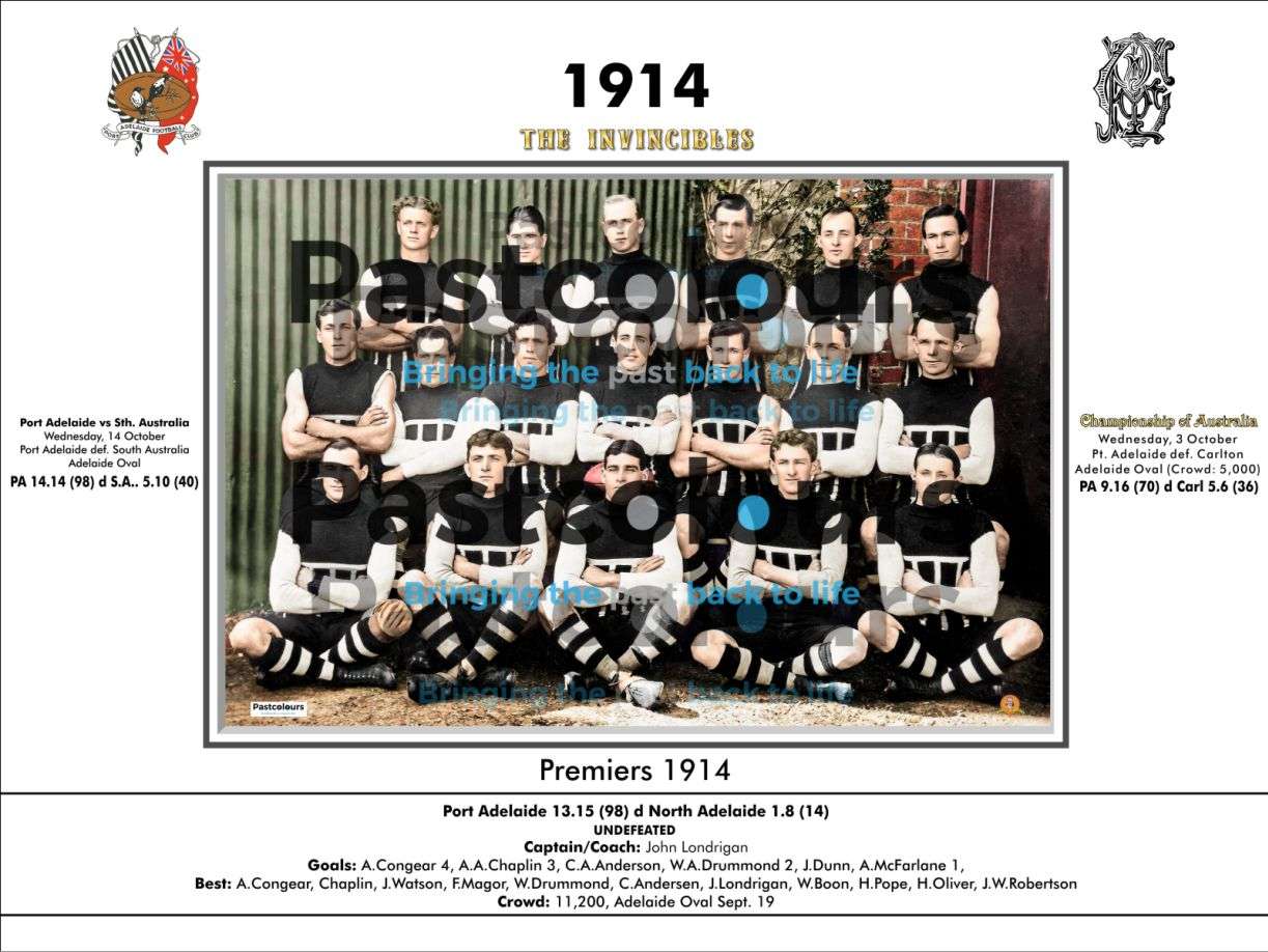 1914 PAFC Premiers photo in colour mounted under printed matboard