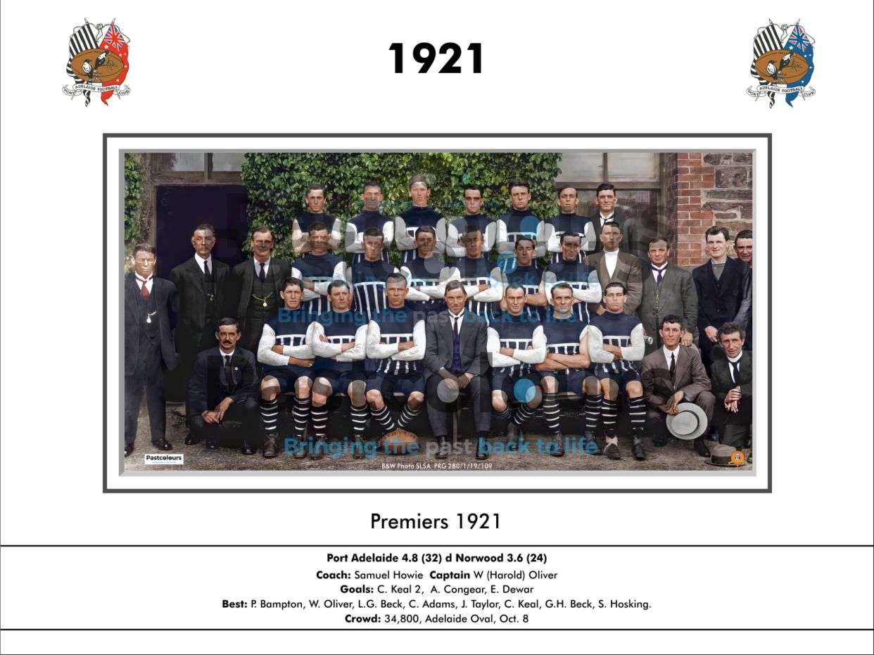 1921 PAFC Premiers photo in colour mounted under printed matboard