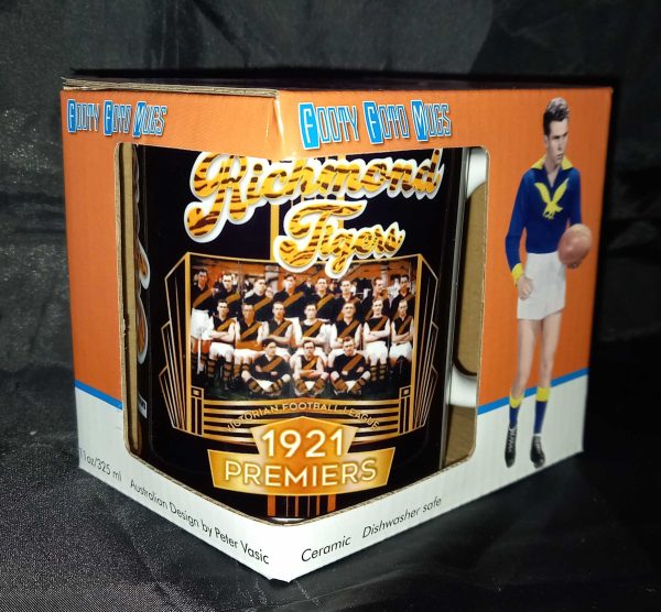 1921 Richmond Premiers Mug-Front-Limited Edition Full colour Footy Foto Mug-Box view
