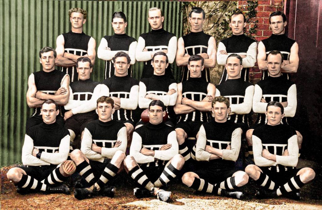 Port Adelaide 1914 Invincibles team photograph in colour featuring the undefeated Premiership and Championship of Australia side