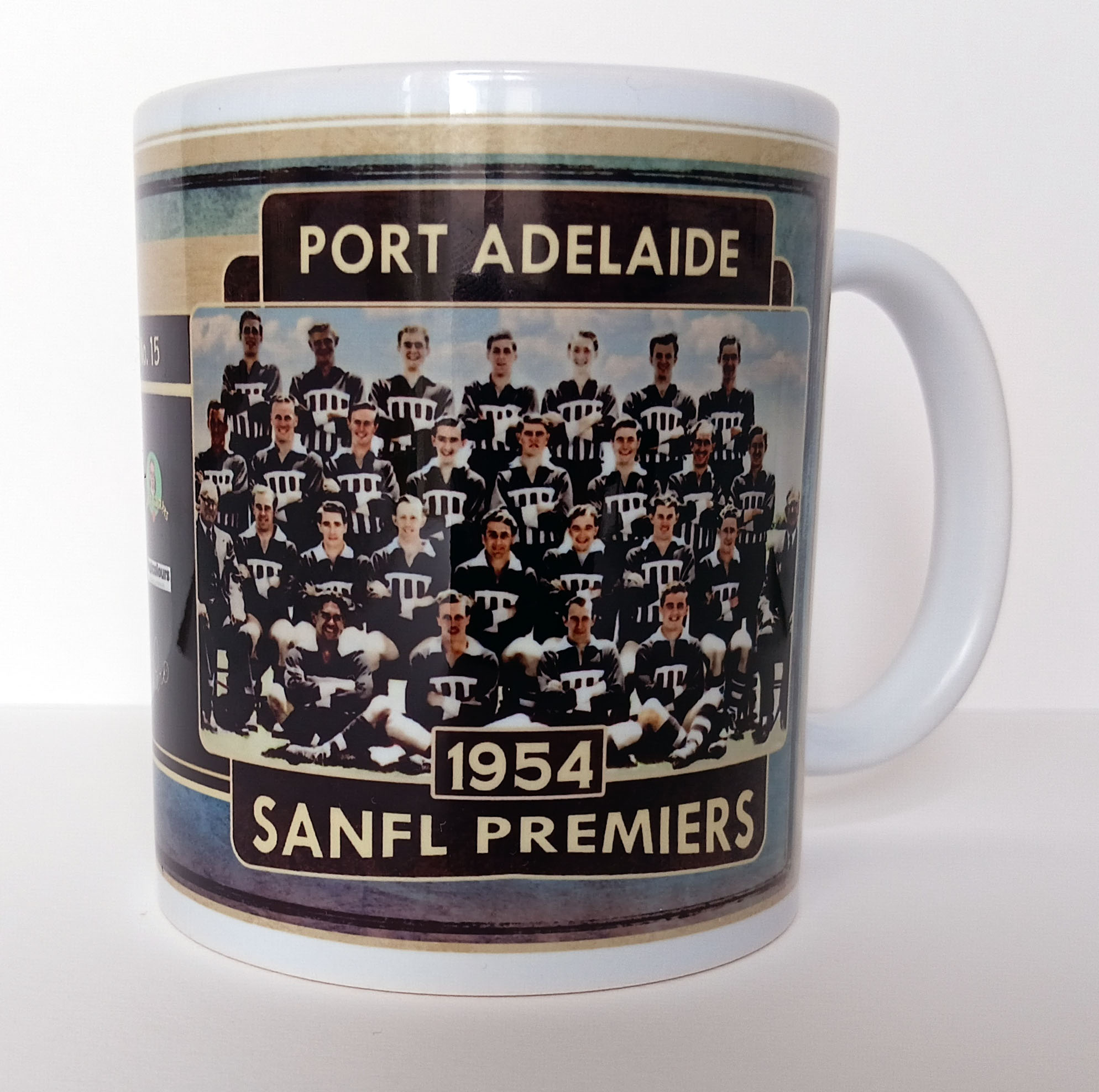 Port Adelaide 1954 Premiers Mug featuring the SANFL Grand Final team in restored colour