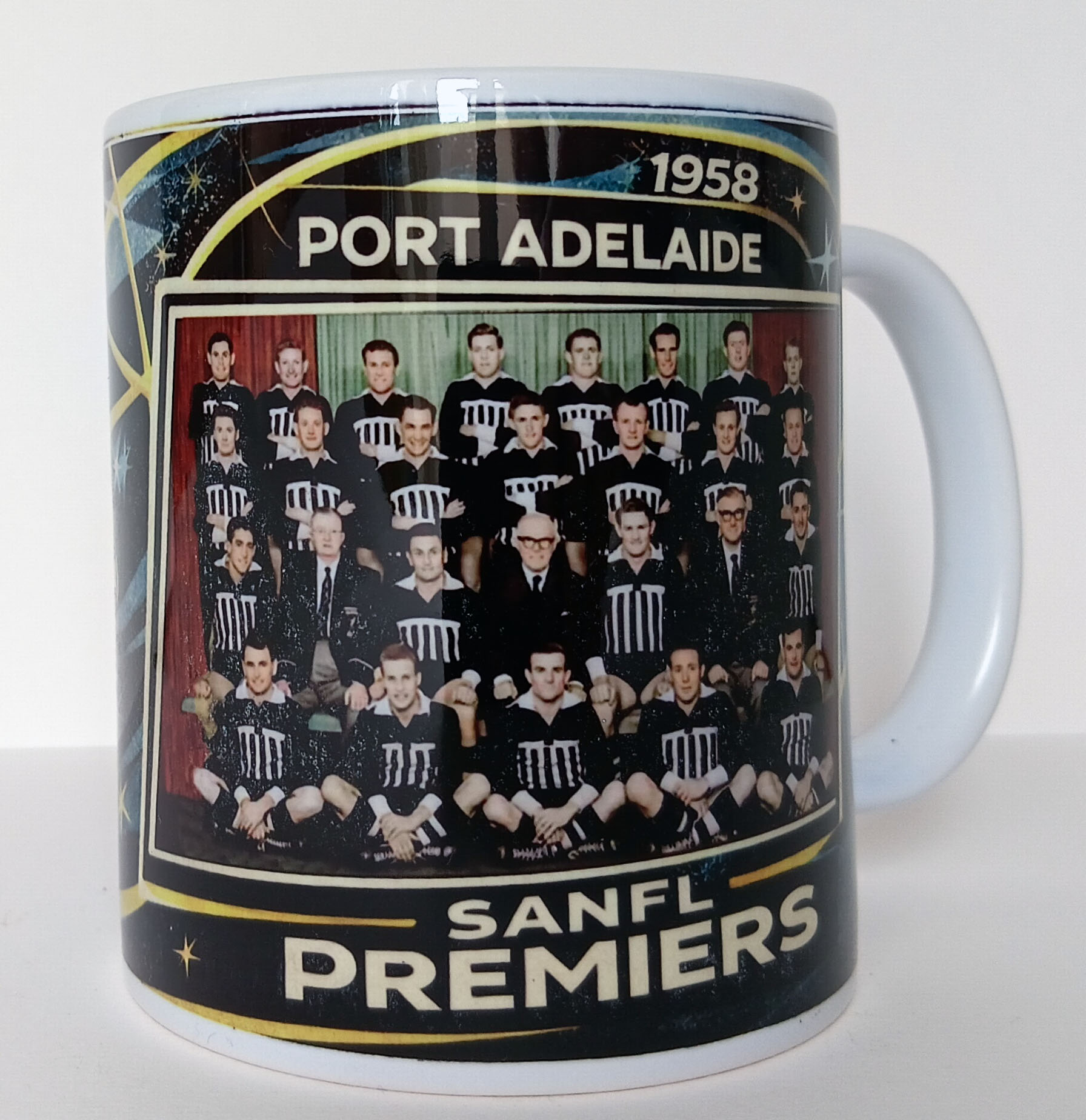 Port Adelaide 1958 Premiers Mug featuring the SANFL Grand Final team in restored colour