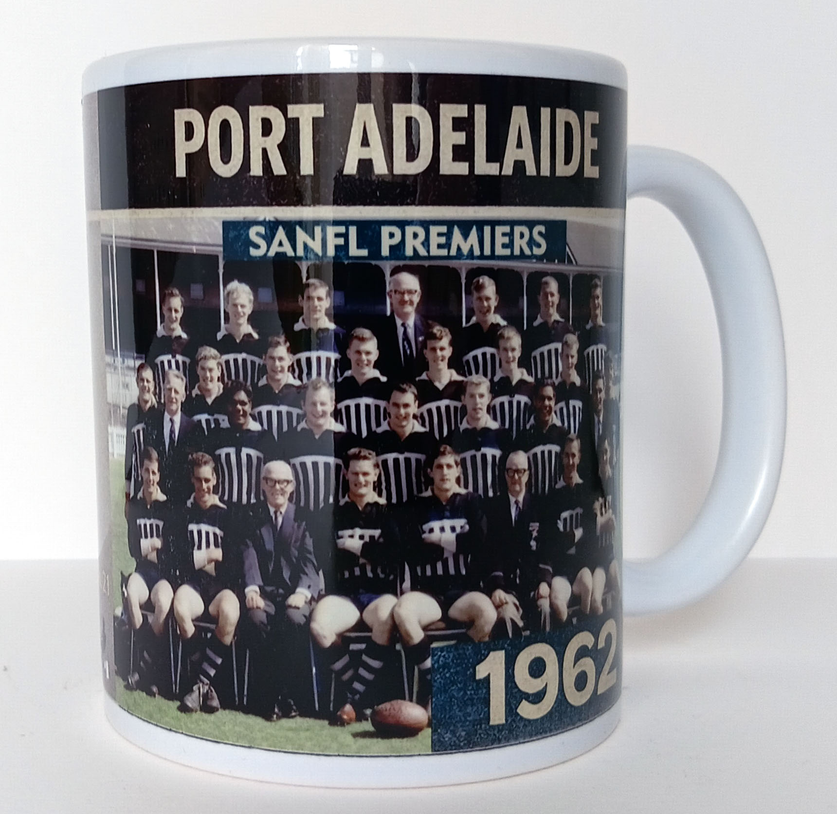 Port Adelaide 1962 SANFL Premiers team mug featuring Grand Final scoreline against West Adelaide