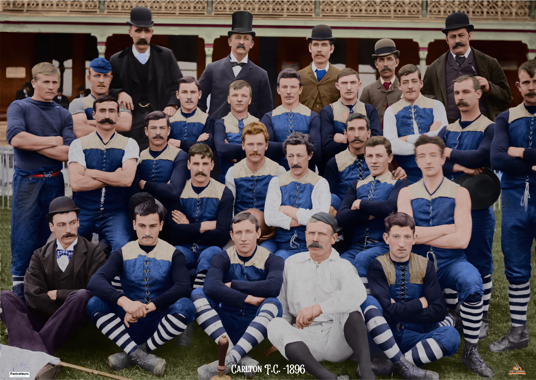Carlton Football Club 1896 team photograph restored in colour, unframed fine art print